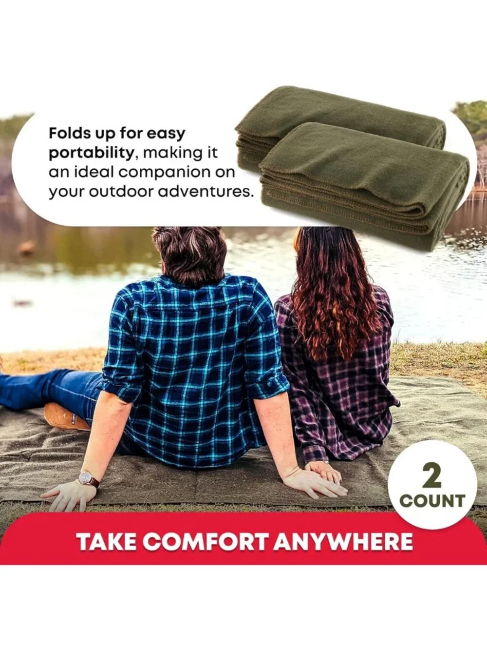 Warm Fire Retardant Survival Blanket - Heavy-Duty 80% Wool, 66